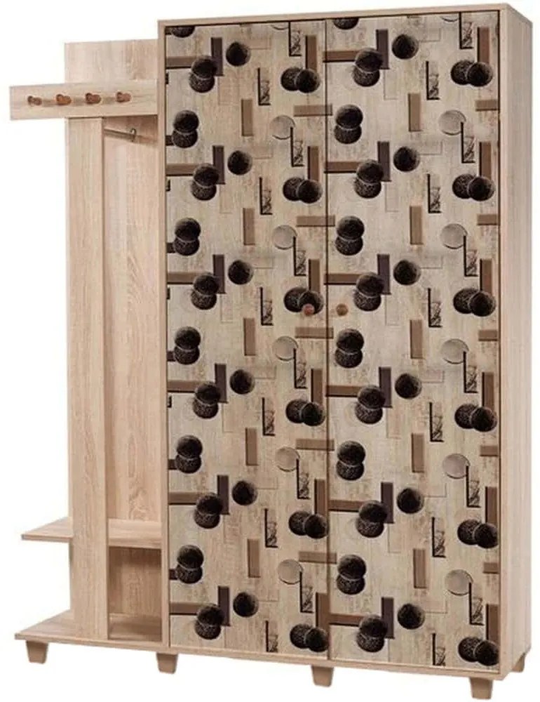 Έπιπλο Εισόδου Garmanto 863SPH4823 135x36x192cm Multi-Brown Μοριοσανίδα,Ξύλο