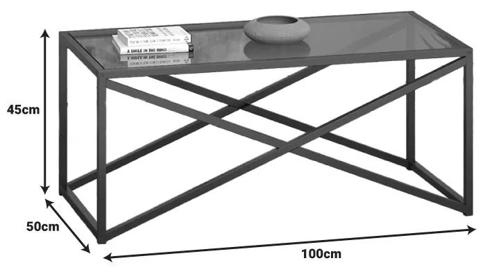 Τραπέζι σαλονιού μεταλλικό Susona σε μαύρη απόχρωση 100x50x45εκ 100x50x45 εκ.