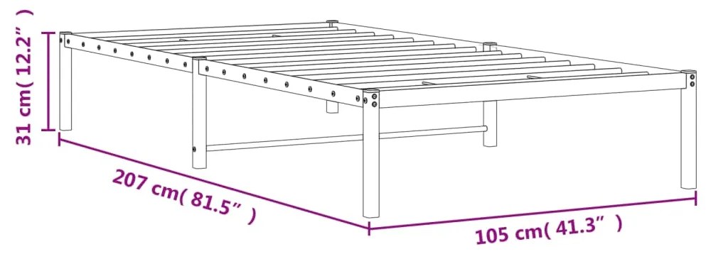 Πλαίσιο Κρεβατιού Μαύρο 100 x 200 εκ. Μεταλλικό 373650