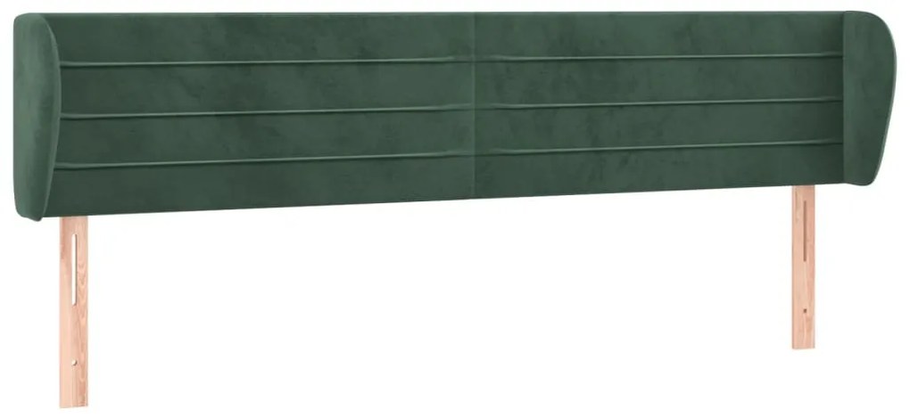 vidaXL Κεφαλάρι με Πτερύγια Σκούρο Πράσινο 183x23x78/88 εκ. Βελούδινο