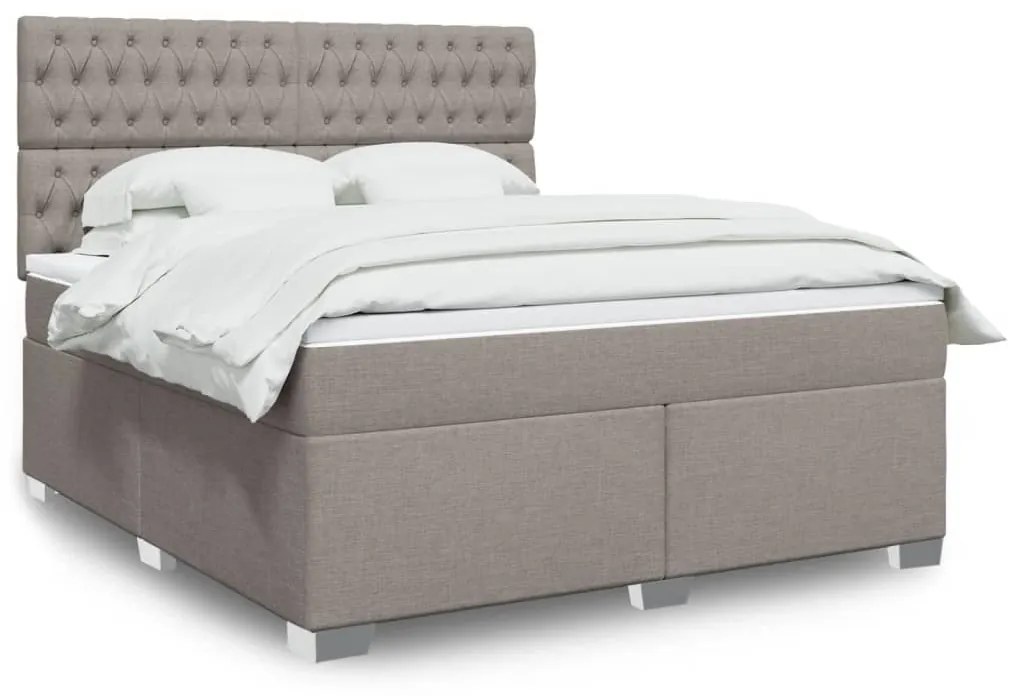 Κρεβάτι Boxspring με Στρώμα Taupe 180x200 εκ. Υφασμάτινο - Μπεζ-Γκρι