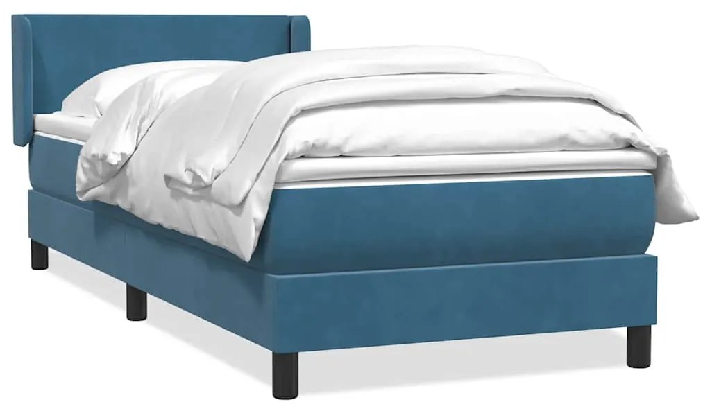 vidaXL Κρεβάτι Boxspring με Στρώμα Σκούρο Μπλε 80x220 εκ. Βελούδινο