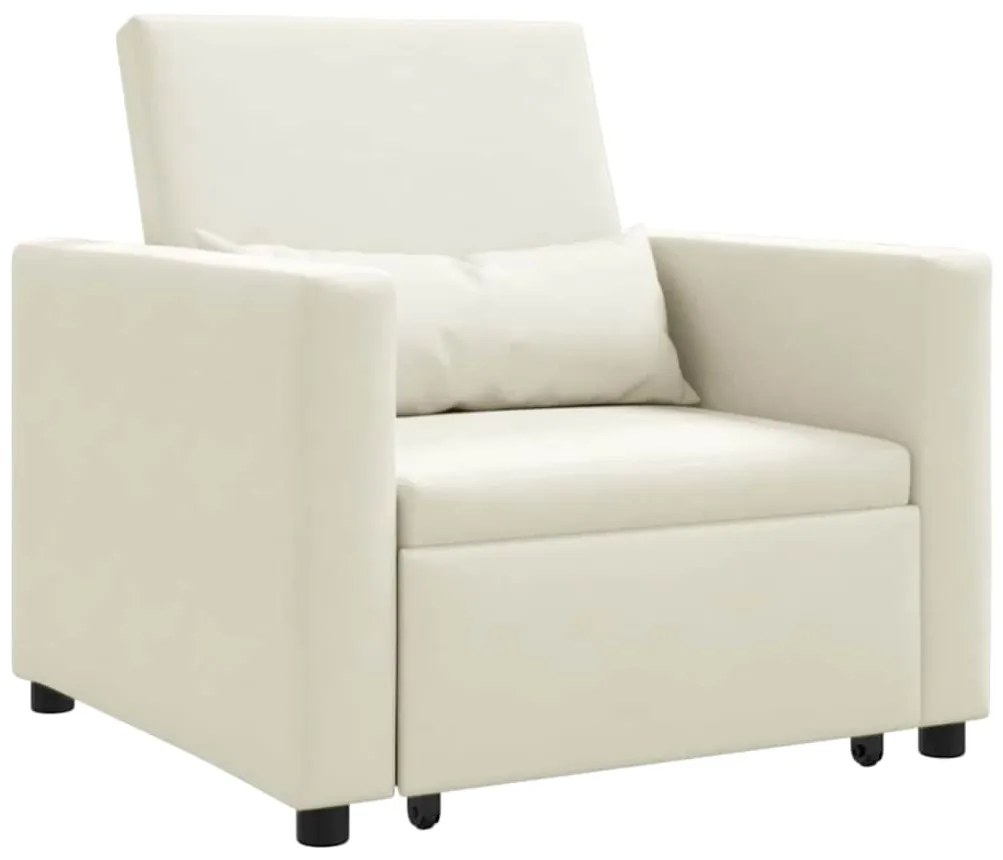 vidaXL Μονός καναπές-κρεβάτι Κρεμ 90 x 165 x 87 εκ. Βελούδο