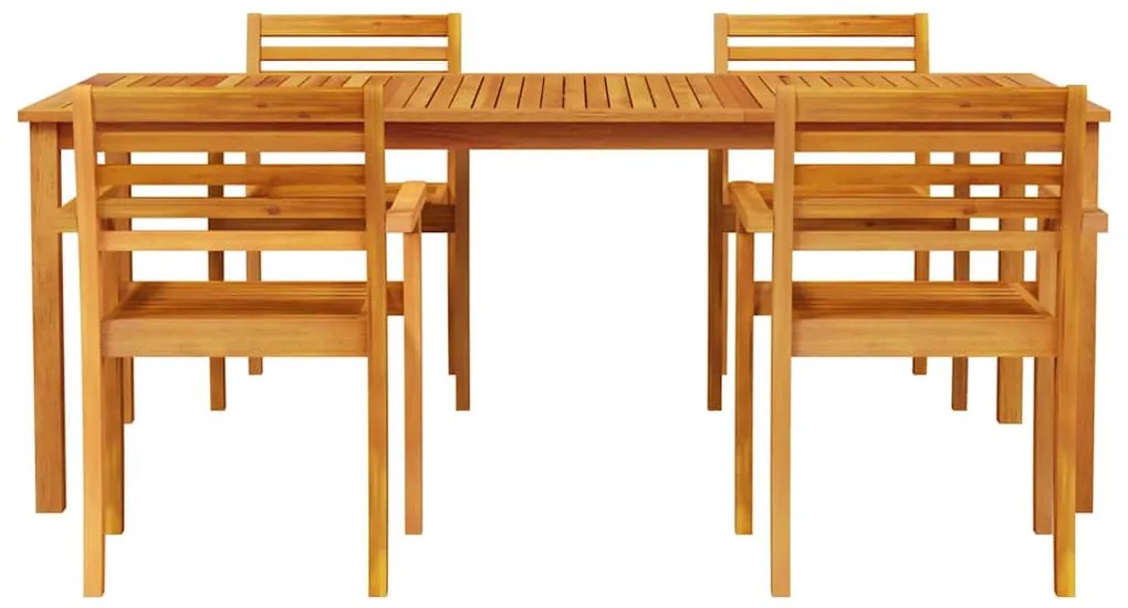 vidaXL Σέτ φαγητού για κήπο 7 pcs Καφέ Στερεό Ξύλο Ακακίας