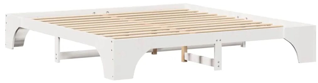 vidaXL Σκελετός Κρεβατιού Λευκό 207 x 207 x 30 εκ. Μασίφ ξύλο πεύκου