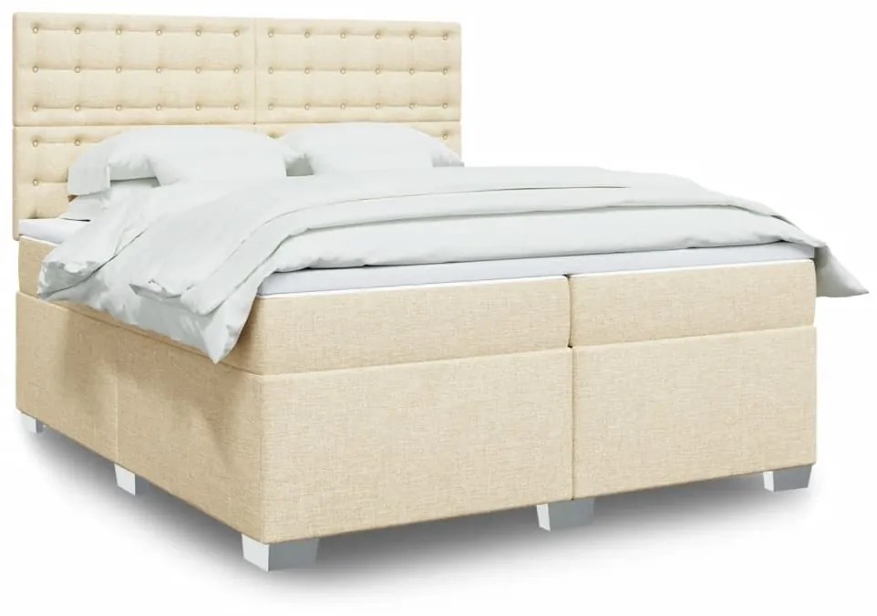 ΚΡΕΒΑΤΙ BOXSPRING ΜΕ ΣΤΡΩΜΑ ΚΡΕΜ 200X200 ΕΚ. ΥΦΑΣΜΑΤΙΝΟ 3290614