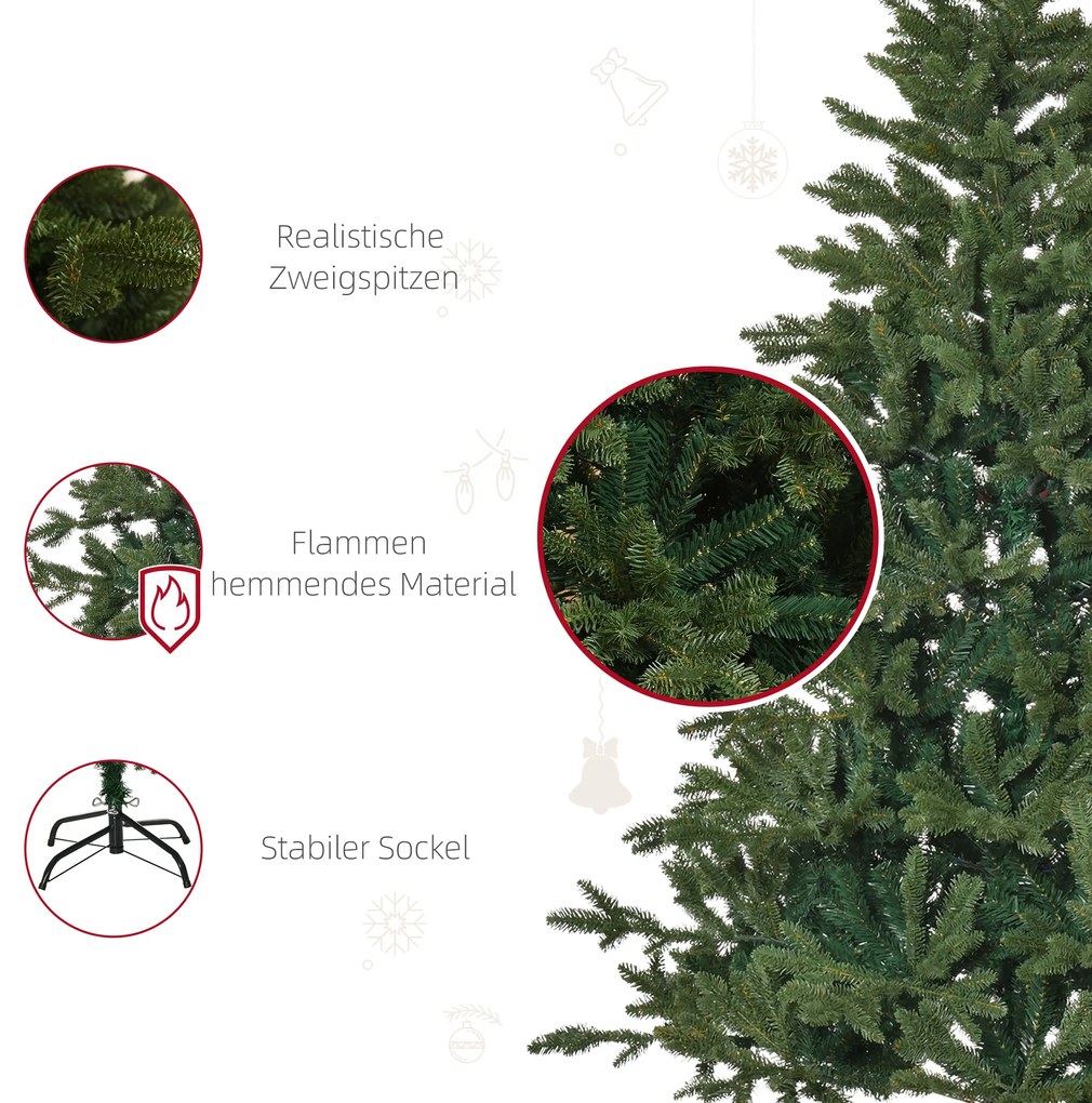 HOMCOM Τεχνητό Χριστουγεννιάτικο Δέντρο 1,8μ Δέντρο Έλατο PVC PE Μέταλλο Πράσινο Ø120 x 180 εκ.