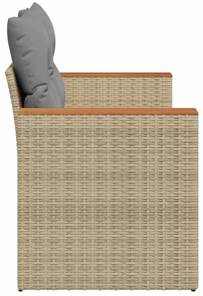 vidaXL Καναπές Κήπου Διθέσιος Μπεζ από Συνθετικό Ρατάν με Μαξιλάρια