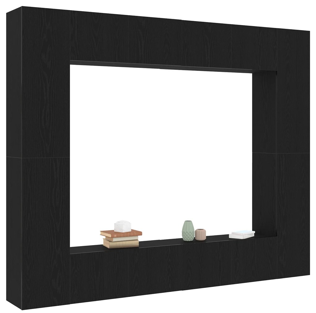vidaXL Ντουλάπι TV 8 pcs Μαύρο 221 x 30 x 180 εκ. Επεξεργασμένο ξύλο