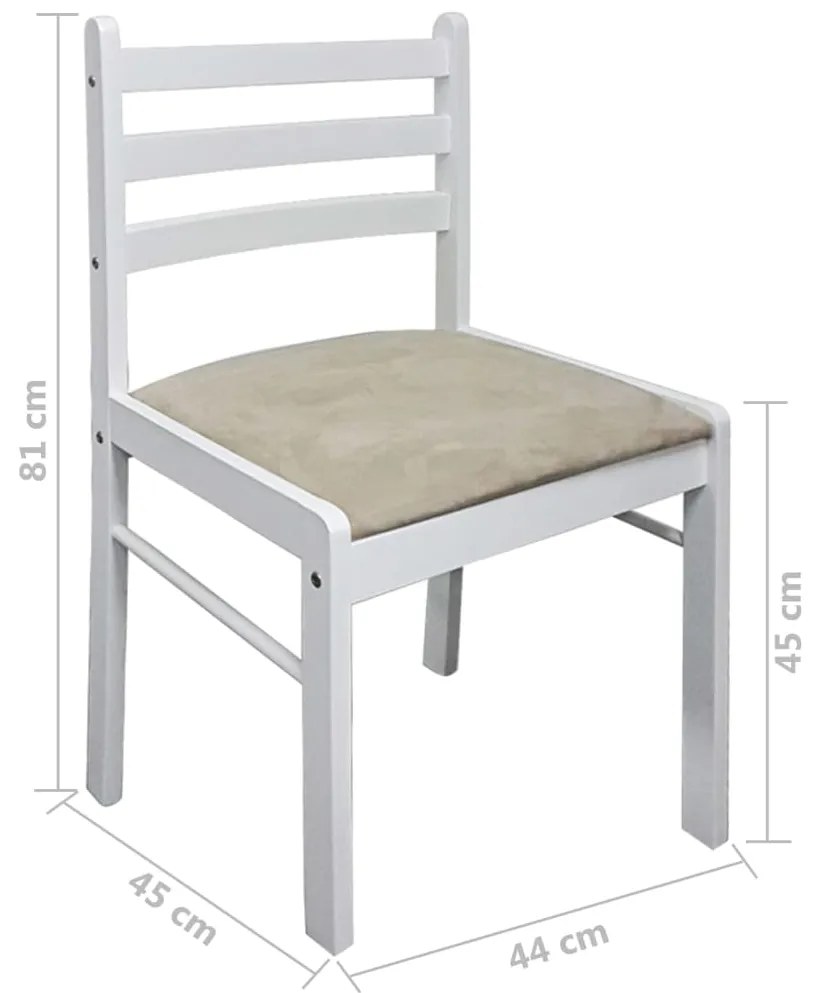vidaXL Καρέκλες Τραπεζαρίας 4 τεμ. Λευκές Καουτσουκόδεντρο/Βελούδο