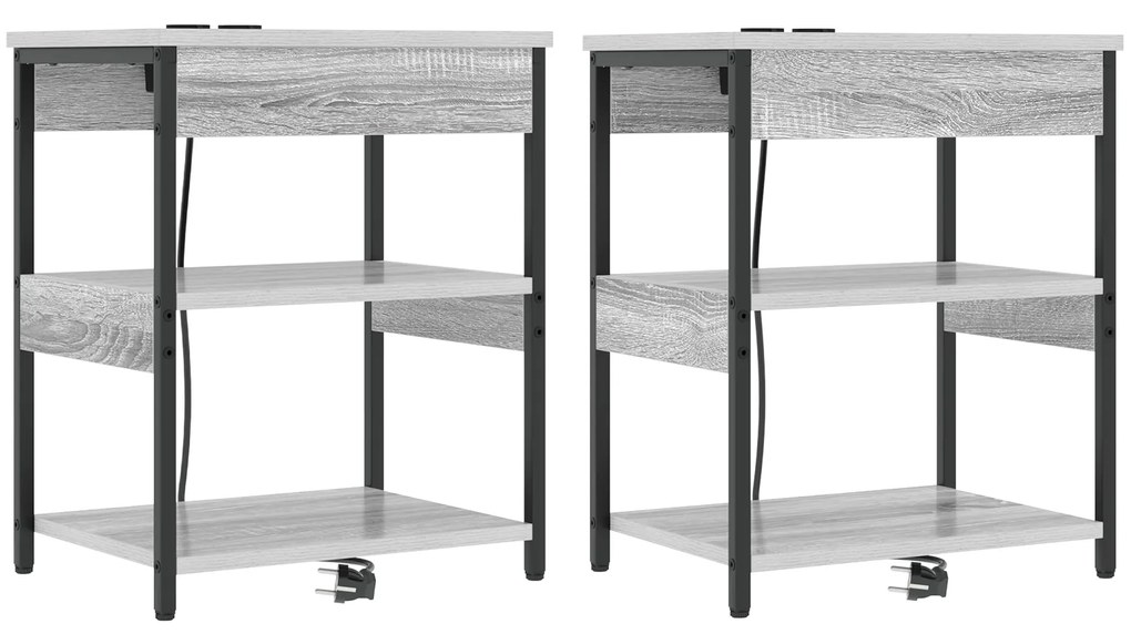vidaXL Κουτιά Κρεβατοκάμαρας 2 pcs Γκρι sonoma 41 x 31 x 51 εκ.