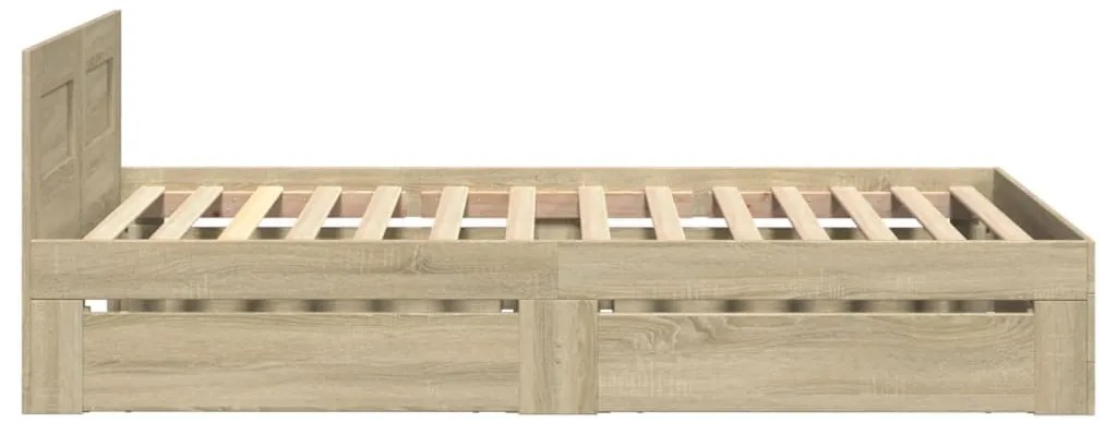 vidaXL Πλαίσιο Κρεβατιού με Κεφαλάρι Sonoma Δρυς 75x190 εκ. Επεξ. Ξύλο