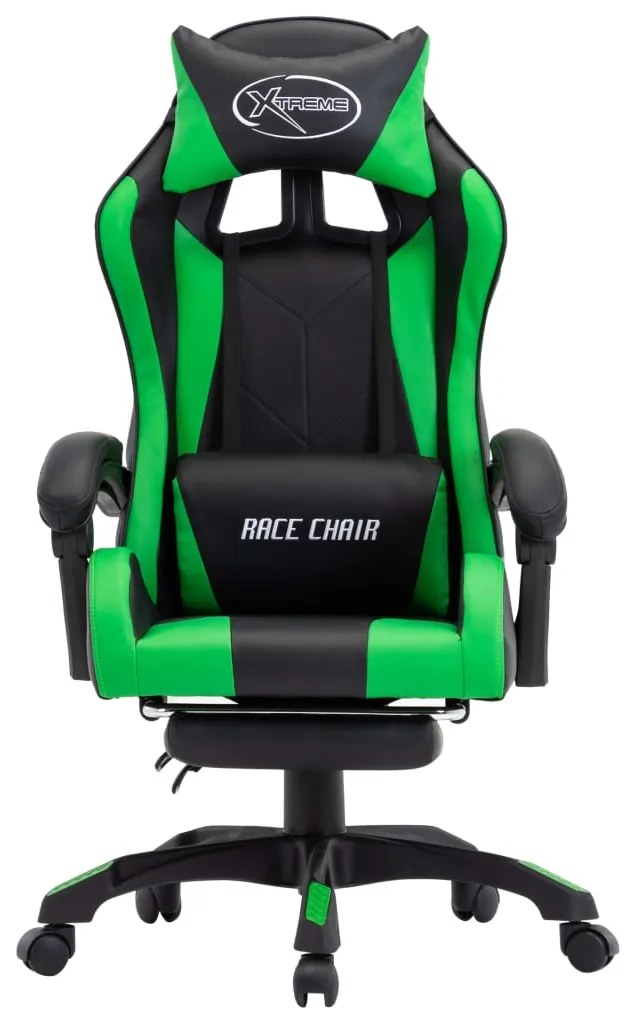 vidaXL Καρέκλα Racing με Υποπόδιο Πράσινη/Μαύρη από Συνθετικό Δέρμα