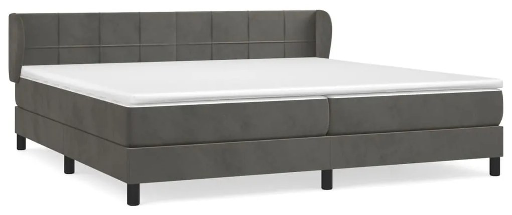 vidaXL Κρεβάτι Boxspring με Στρώμα Σκούρο Γκρι 200x200 εκ. Βελούδινο