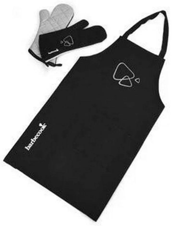 Ποδιά Βαμβακερή Και Γάντια (Σετ 3Τμχ) 223.0802.000 Black Barbecook 100% Cotton