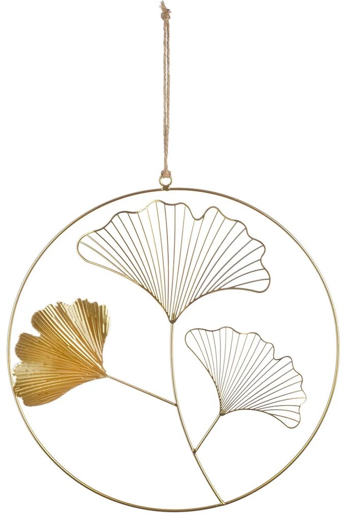 Κρεμάστρα Στρογγυλό Ginkgo Motif Μεταλλικό Χρυσό Χρώμα 34X0X49Cm 34X0X49Cm