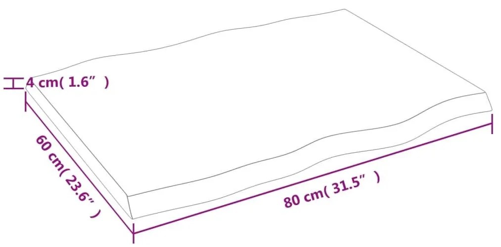 Επιφ Τραπεζιού Αν Καφέ 80x60x(2-4)εκ. Ακατέργ. Μασίφ Ξύλο Δρυός - Καφέ