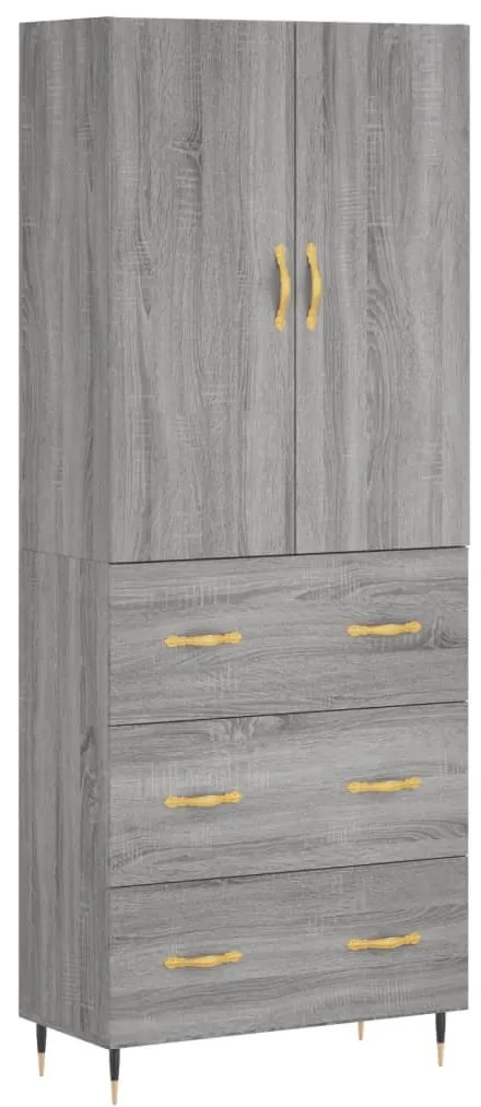 vidaXL Ντουλάπι Γκρι Sonoma 69,5 x 34 x 180 εκ. Επεξεργασμένο Ξύλο
