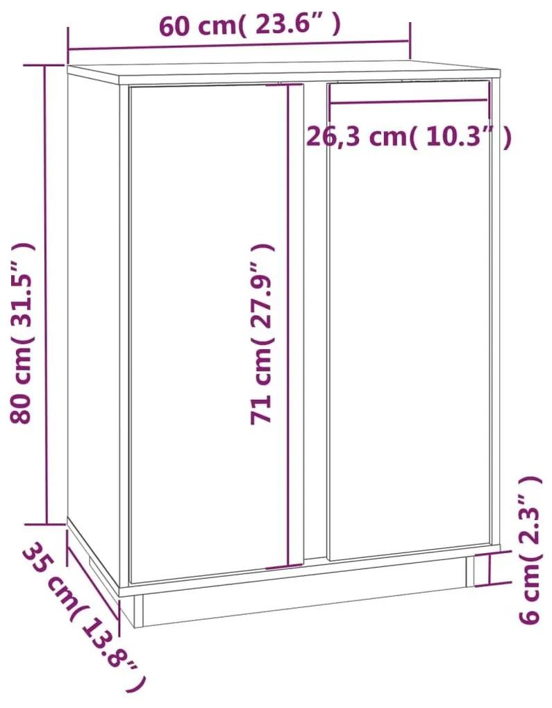 Συρταριέρα Γκρι 60x35x80 εκ. από Μασίφ Ξύλο Πεύκου - Γκρι