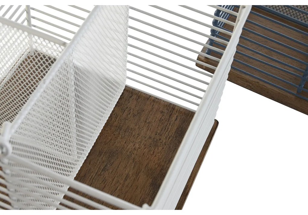 Καλάθι μαχαιροπίρουνα DKD Home Decor Μπλε Λευκό Μέταλλο ξύλο καουτσούκ 18 x 18 x 15 cm (x2)