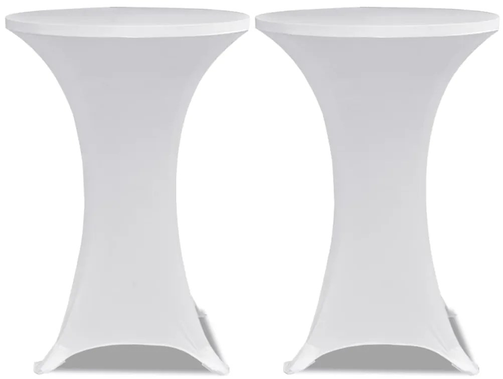 Κάλυμμα Τραπεζιού Stretch 2 τεμ. Λευκό Ø 80 εκ.