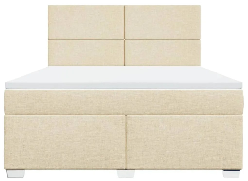 Κρεβάτι Boxspring με Στρώμα Κρεμ 180x200 εκ. Υφασμάτινο - Κρεμ