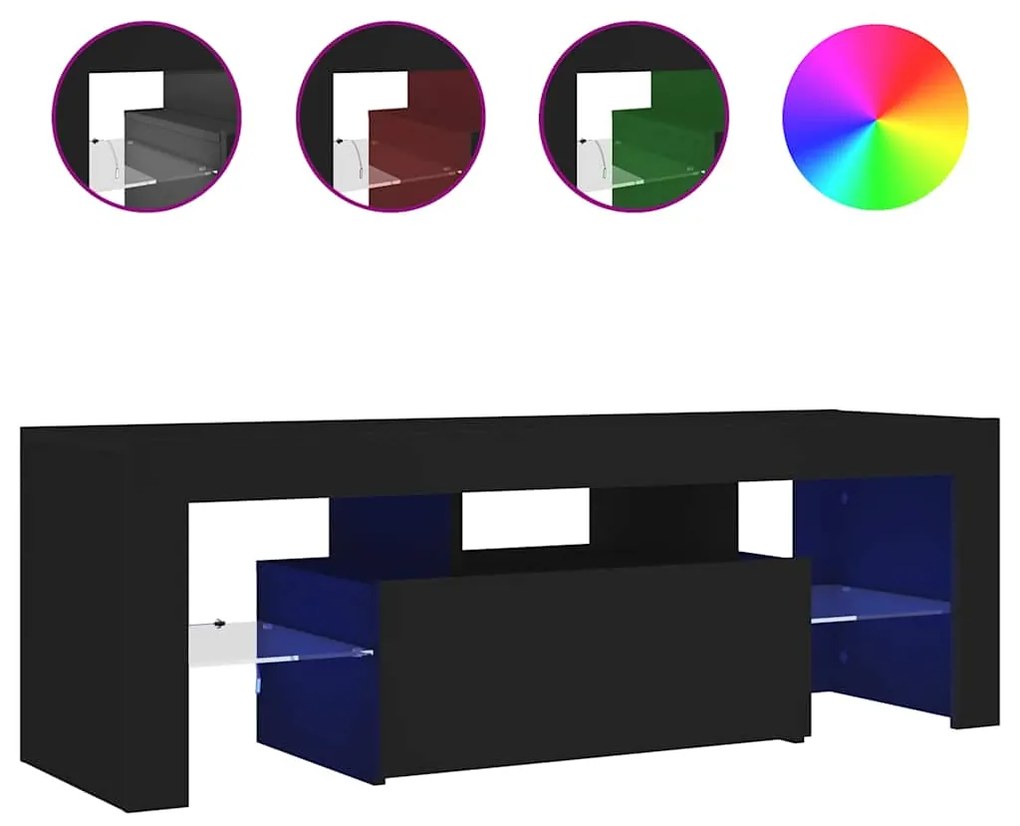 vidaXL Έπιπλο Τηλεόρασης με LED Μαύρο 120x35x40 εκ.