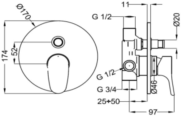 Μείκτης Εντοιχισμού 2 οδών TEOREMA TAG