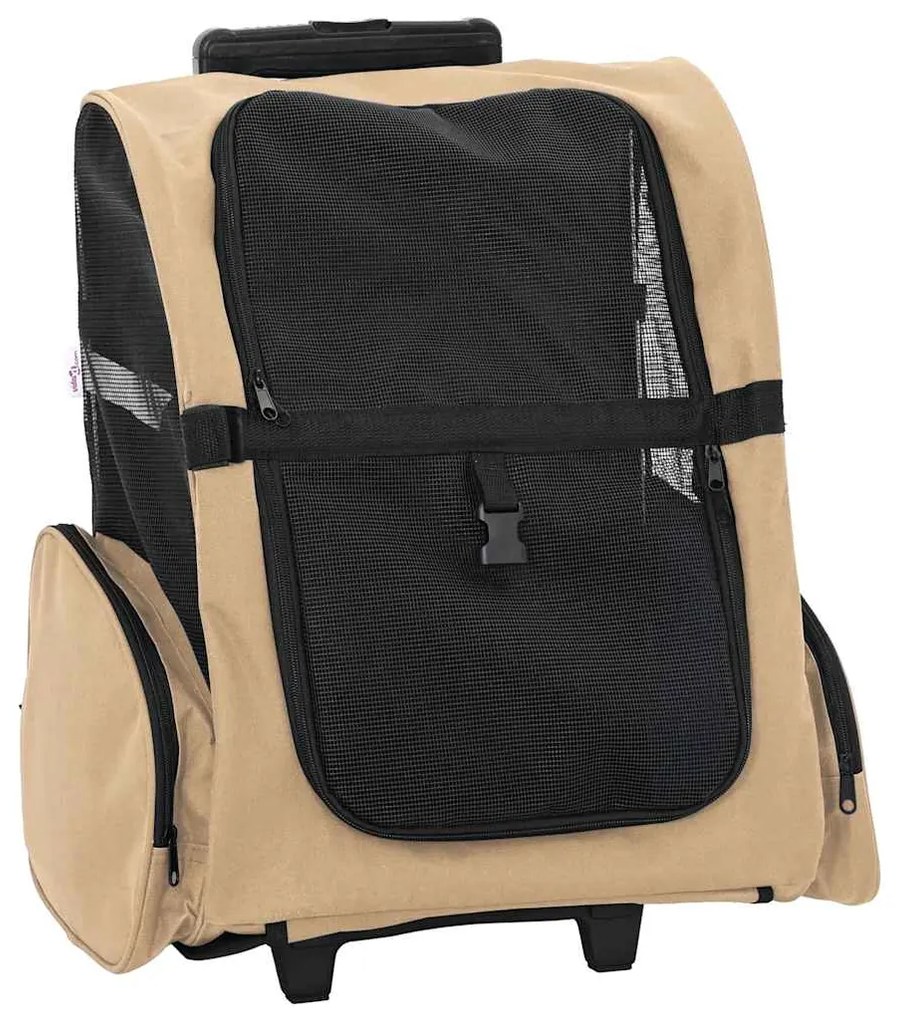 vidaXL Καρότσι Κατοικίδιων 3 σε 1 Σχεδιασμός Άμμος 48x32x(57-106) εκ. Ύφασμα Oxford