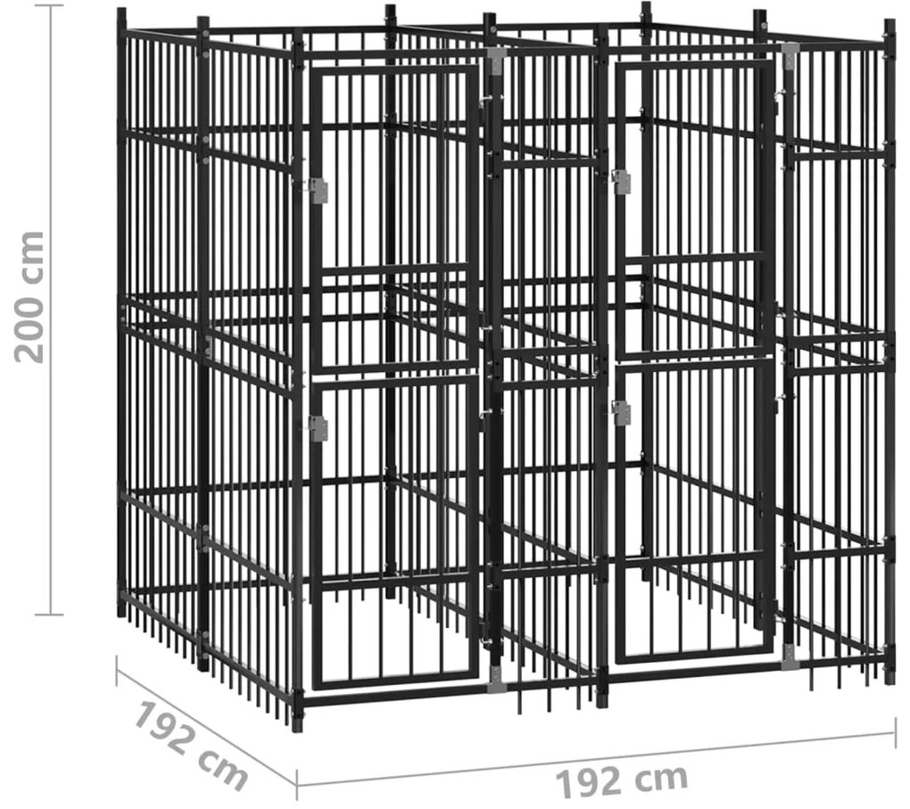 vidaXL Κλουβί Σκύλου Εξωτερικού Χώρου 3,69 μ² από Ατσάλι