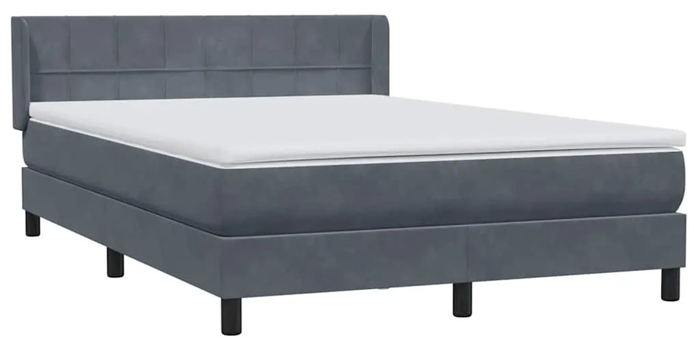 vidaXL Κρεβάτι Boxspring με Στρώμα Σκούρο Γκρι 160x210 εκ. Βελούδινο