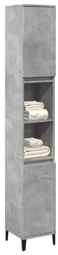 vidaXL Ντουλάπι Μπάνιου Γκρι Σκυροδέματος 30x30x190 εκ. Επεξ. Ξύλο