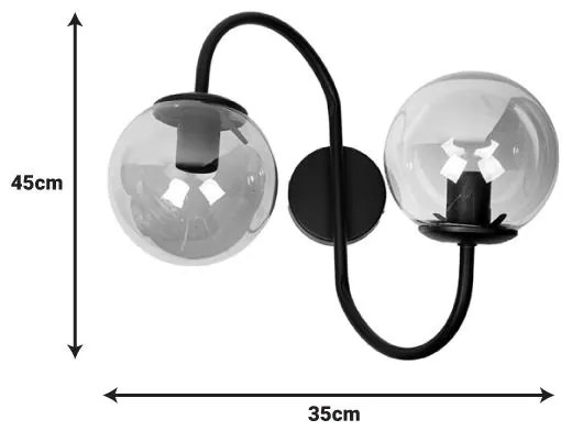 Φωτιστικό τοίχου δίφωτο-απλίκα Verco E27 μαύρο μέταλλο Φ35x45εκ 35x35x45 εκ.