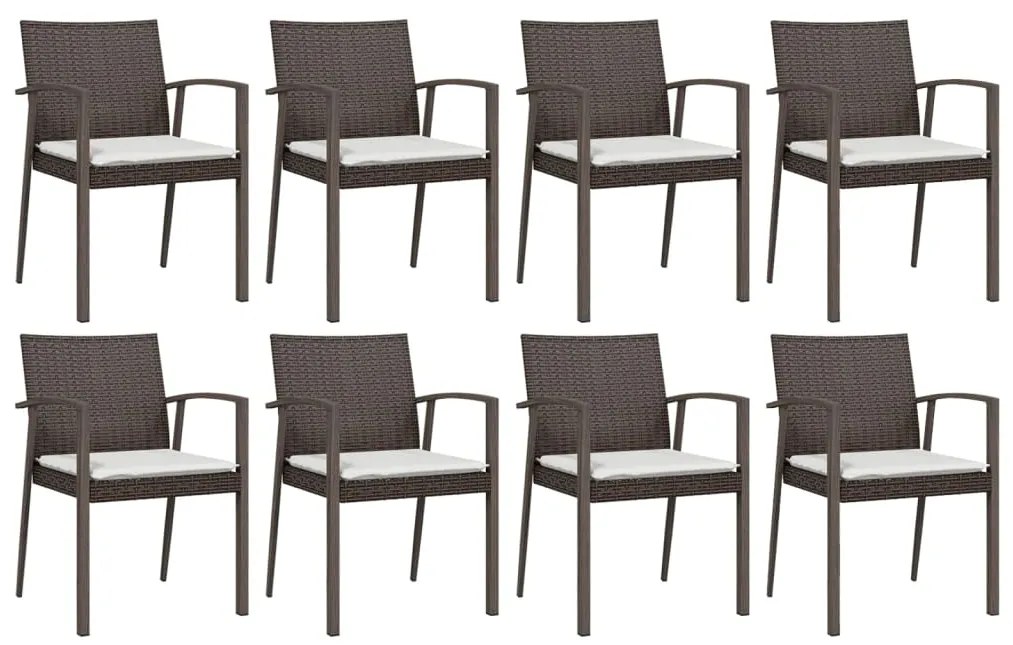 vidaXL Σετ Τραπεζαρίας Κήπου 9 τεμ. Συνθ. Ρατάν / Ατσάλι με Μαξιλάρια