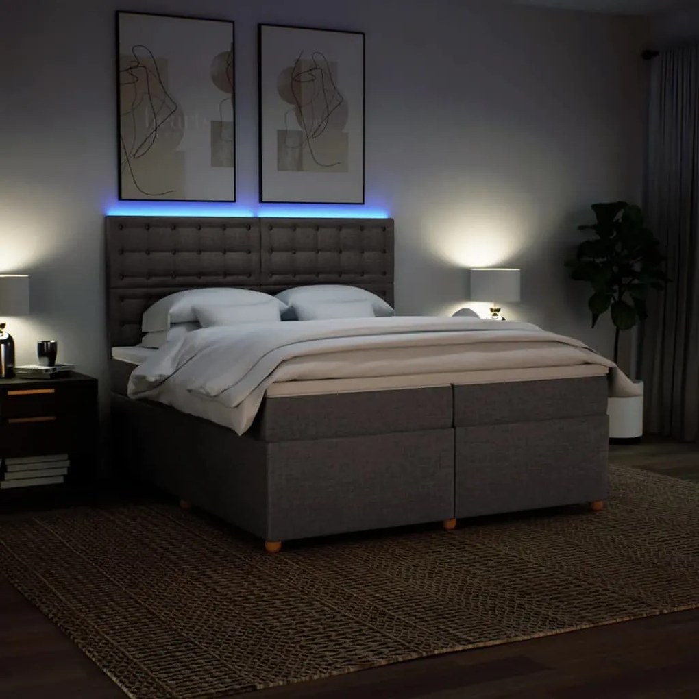 vidaXL Κρεβάτι Boxspring με Στρώμα Taupe 200x200 εκ. Υφασμάτινο