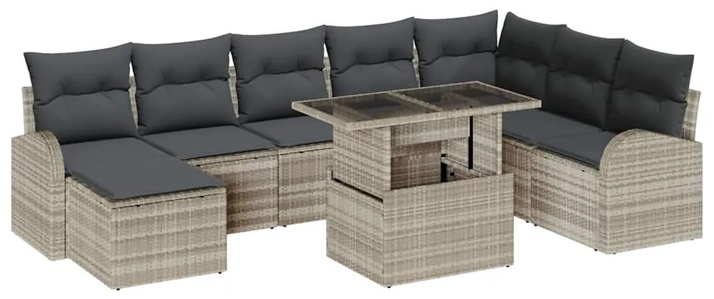 vidaXL Σετ Καναπέ Κήπου με μαξιλάρι 9 pcs Ανοιχτό γκρι