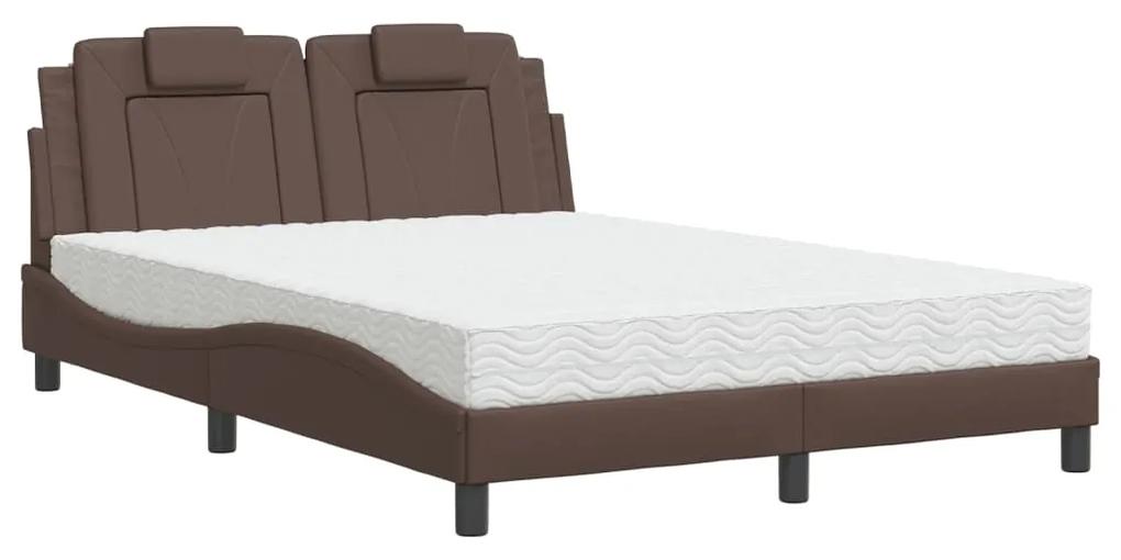 vidaXL Κρεβάτι με Στρώμα Καφέ 120x200ε κ. από Συνθετικό Δέρμα