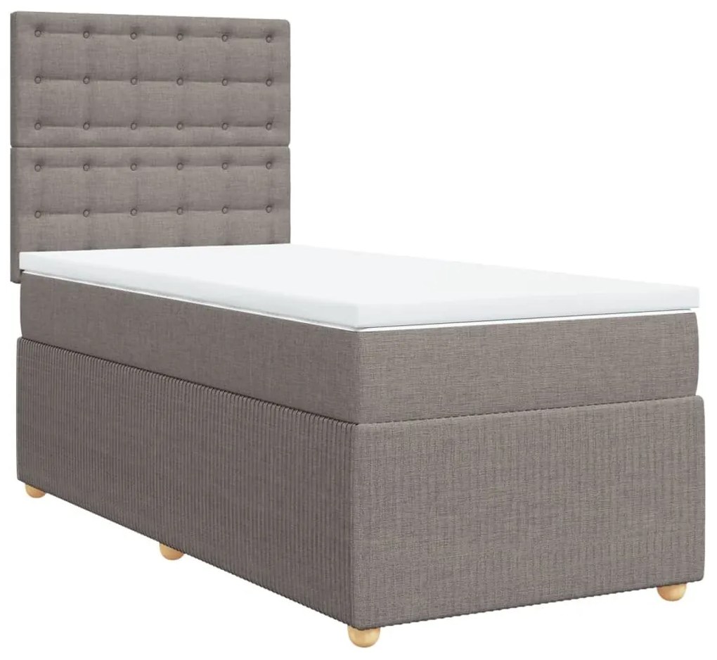 Κρεβάτι Boxspring με Στρώμα Taupe 90x200 εκ. Υφασμάτινο - Μπεζ-Γκρι