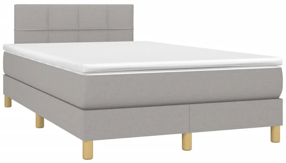 vidaXL Κρεβάτι Boxspring με Στρώμα & LED Αν.Γκρι 120x200 εκ Υφασμάτινο