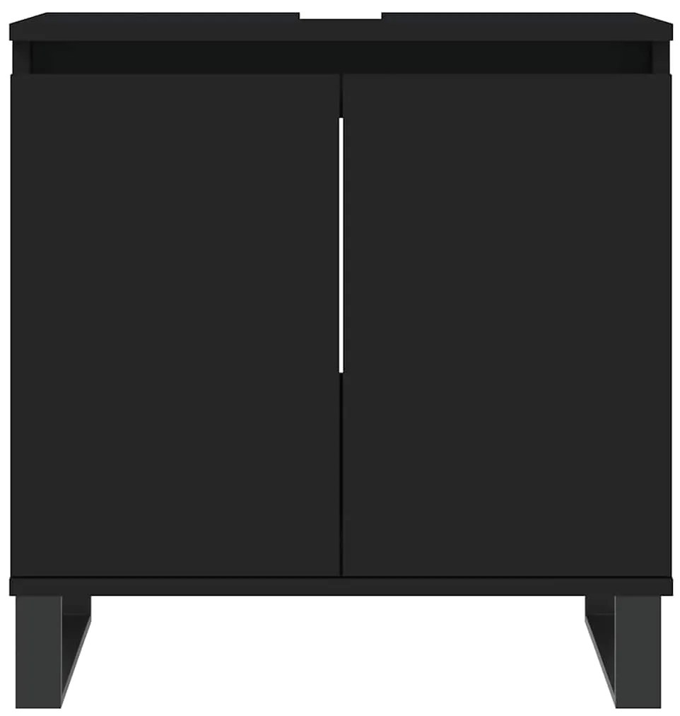 vidaXL Ντουλάπι Μπάνιου Μαύρο 58 x 33 x 60 εκ. από Επεξεργασμένο Ξύλο