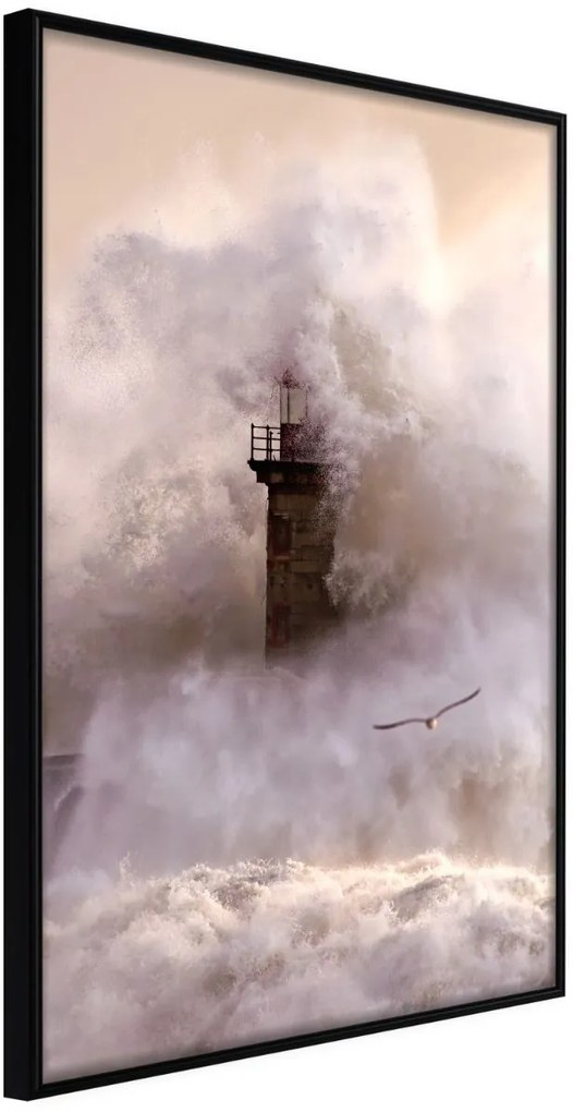 Αφίσα - Lighthouse During a Storm - 20x30 - Μαύρο - Χωρίς πασπαρτού