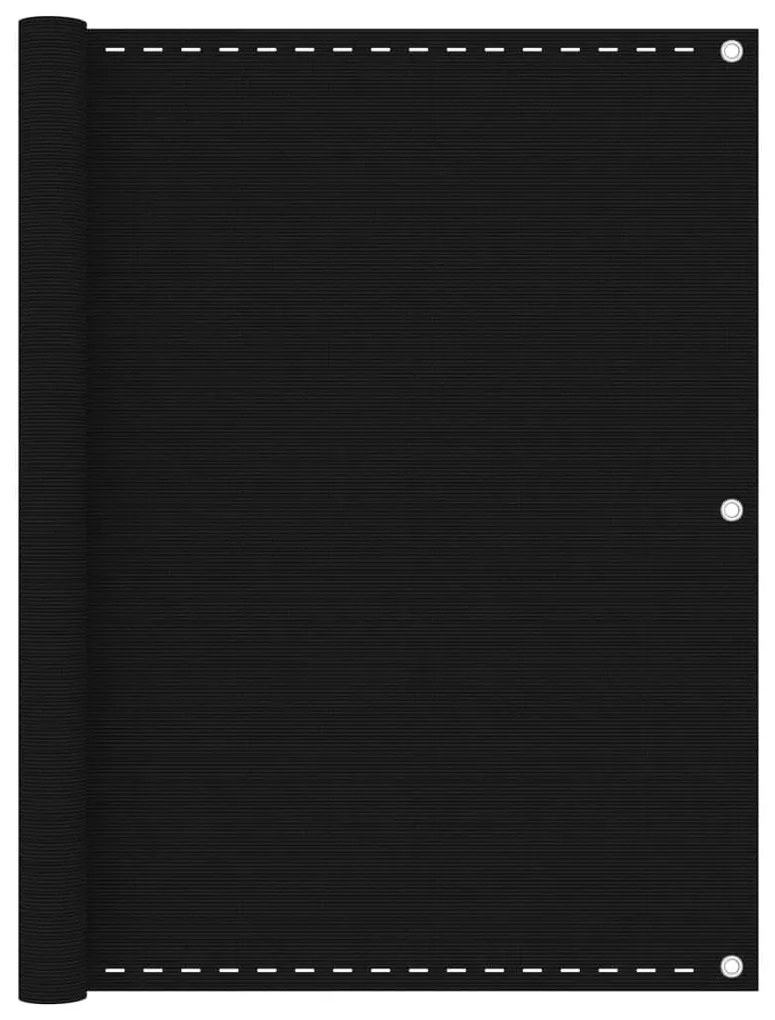 vidaXL Διαχωριστικό Βεράντας Μαύρο 120 x 300 εκ. από HDPE