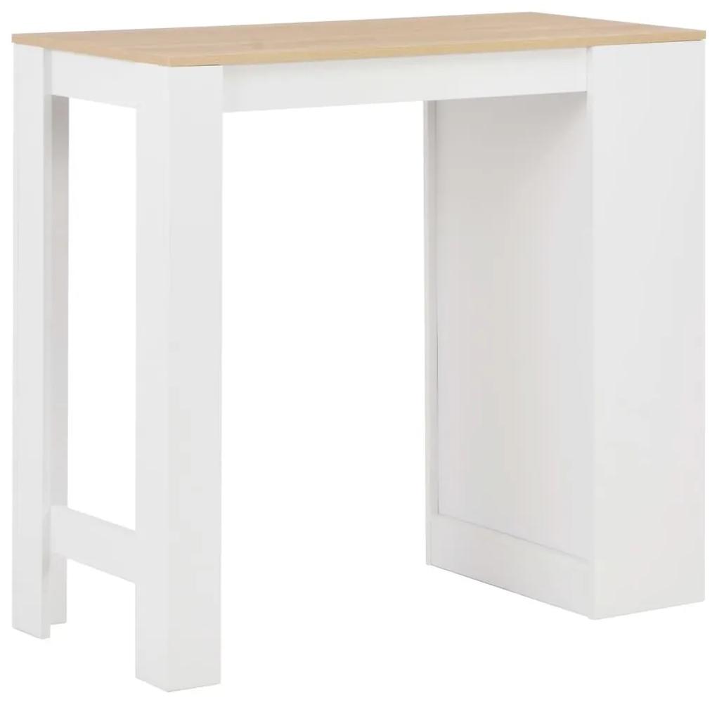 Τραπέζι Μπαρ με Ράφια Λευκό 110 x 50 x 103 εκ. - Λευκό