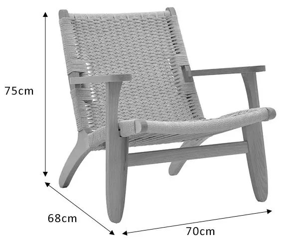 Πολυθρόνα Chiara ξύλο οξιάς φυσικό-έδρα φυσικό σχοινί 70x68x75εκ 70x68x75 εκ.