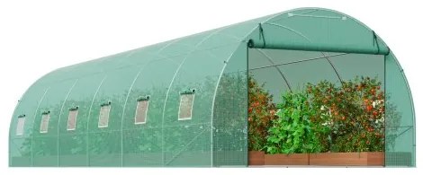 VEVOR Walk-in Tunnel Greenhouse 29.2x9.7x6.5ft Galvanized Frame PE Cover Green