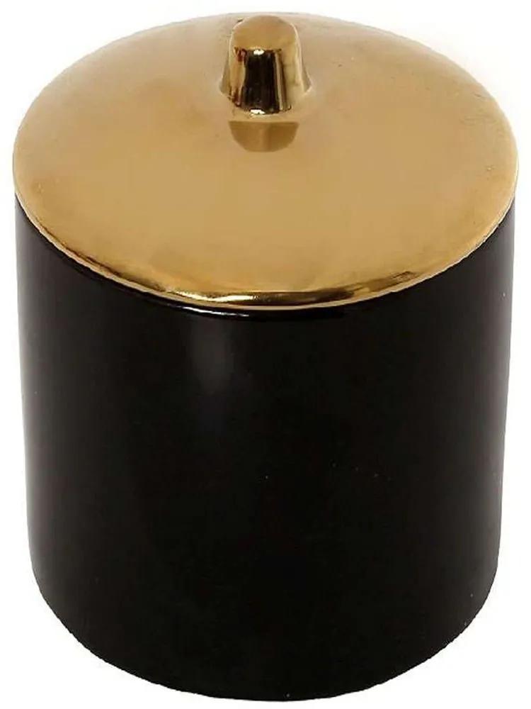 Διακοσμητικό Δοχείο Με Καπάκι ROD204K4 10x10x10,5cm Black-Gold Espiel Κεραμικό