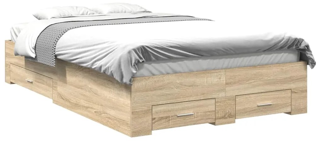 vidaXL Σκελετός Κρεβατιού Καφέ 140 x 200 cm Επεξεργασμένο ξύλο