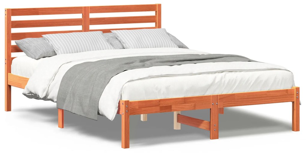 vidaXL Σκελετός Κρεβατιού Καφέ κεριού 140 x 190 cm Μασίφ ξύλο πεύκου
