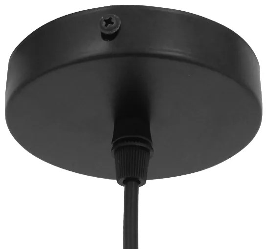 GloboStar® SHADE 00906 Μοντέρνο Κρεμαστό Φωτιστικό Οροφής Μονόφωτο 1 x E27 Μαύρο Μεταλλικό με Ξύλο Καμπάνα Φ23 x Υ22cm