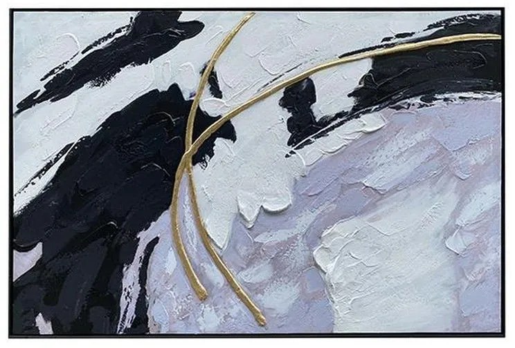 Κάδρο Αφηρημένη Τέχνη 755-12139 120x80x3.5cm White-Black Estheti Home Οριζόντιοι Canvas